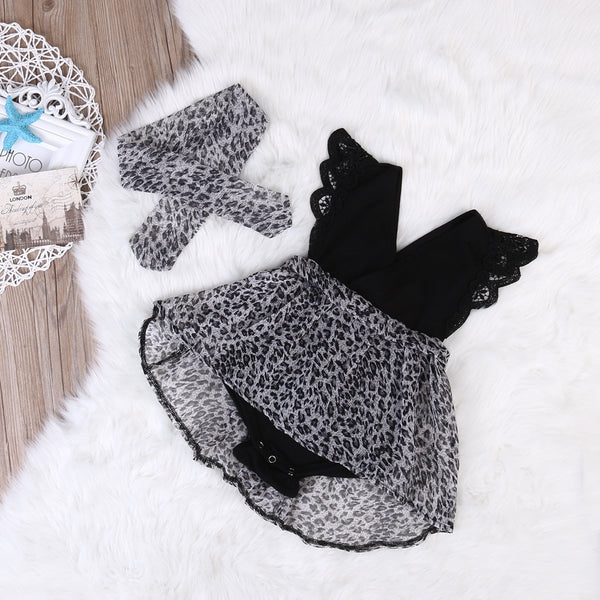 Leopard Lace Ruffles Dress