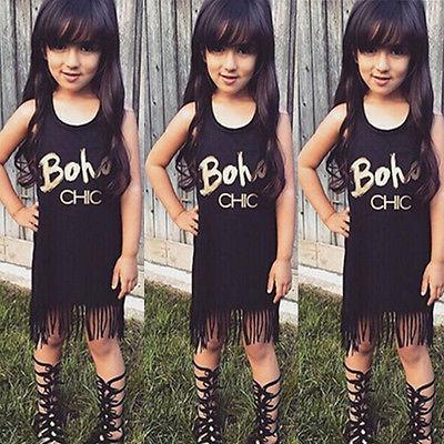 Boho Chic Sleeveless Tassel Dress