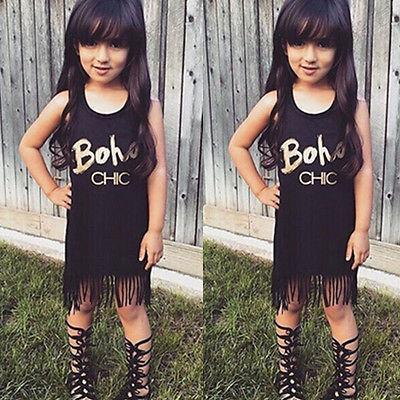 Boho Chic Sleeveless Tassel Dress