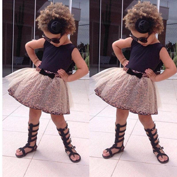 Leopard and Black Bowknot Dress