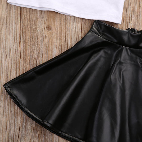 Mini Boss Top Leather Skirt Set