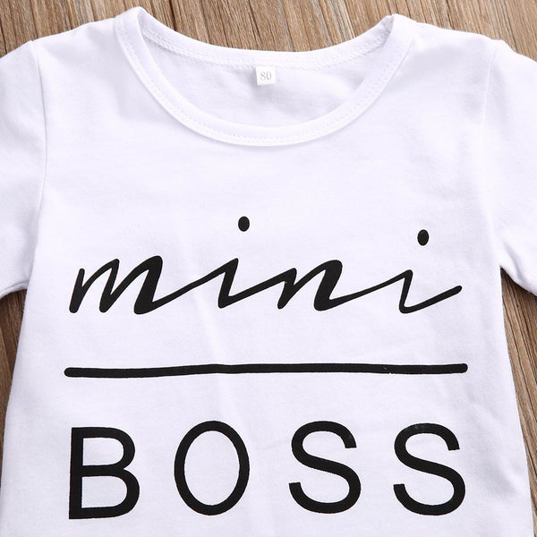 Mini Boss Top Leather Skirt Set