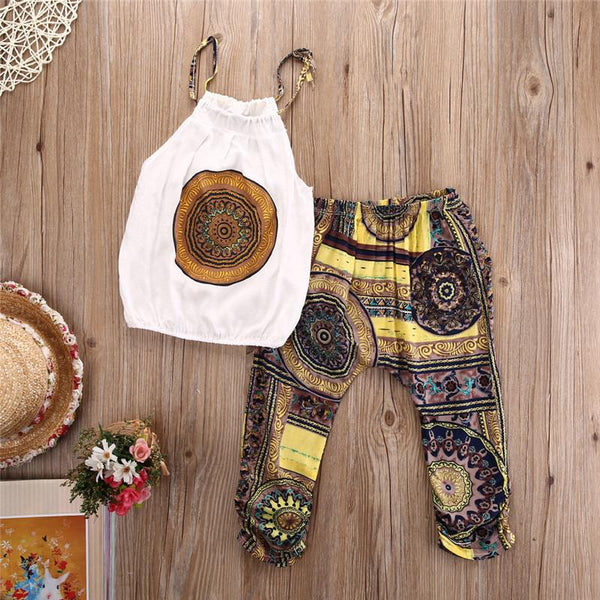 Bohemian Chiffon Halter Top Set