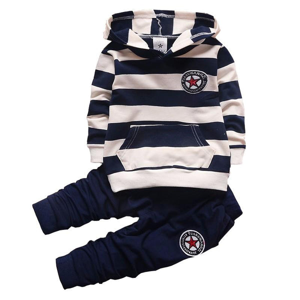 Striped Sporty Hoodies Set