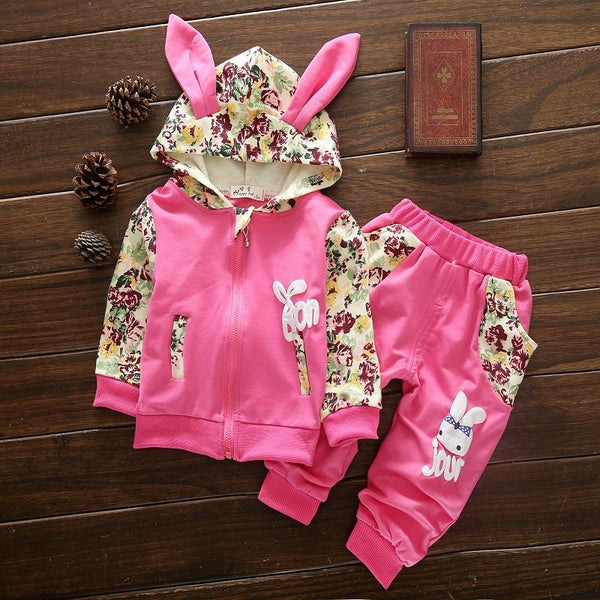 Autumn Long Sleeve Cute Ear Hoodie Set
