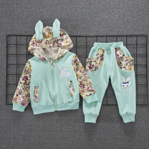 Autumn Long Sleeve Cute Ear Hoodie Set