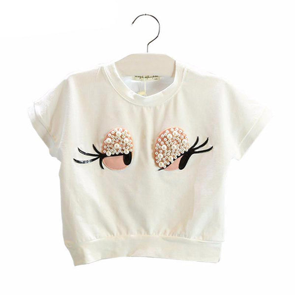 Girl's Pearls Long Eyelashes Top Set