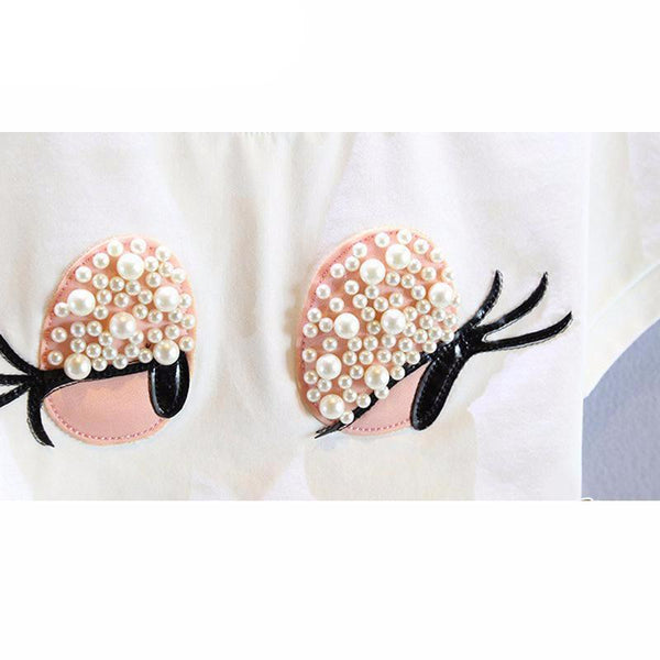 Girl's Pearls Long Eyelashes Top Set