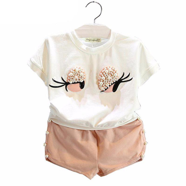 Girl's Pearls Long Eyelashes Top Set