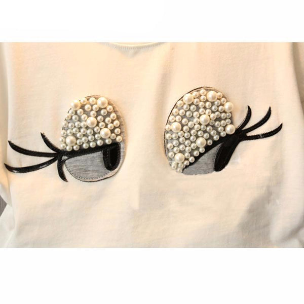 Girl's Pearls Long Eyelashes Top Set