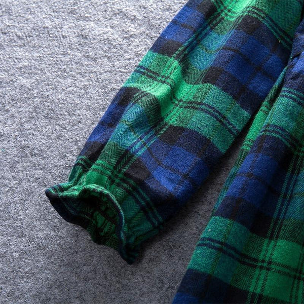 Plaid Long Sleeve Girls Dress