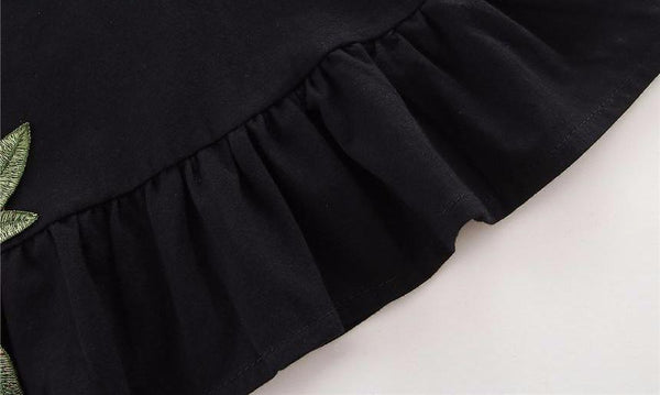 Embroided Red Rose Dress