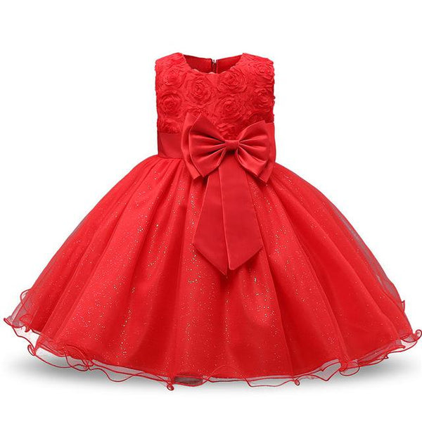 Glittered Floral Big Bow-knot Casual Dress