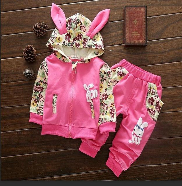 Autumn Long Sleeve Cute Ear Hoodie Set