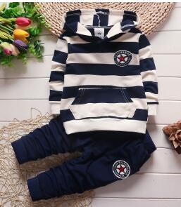 Striped Sporty Hoodies Set